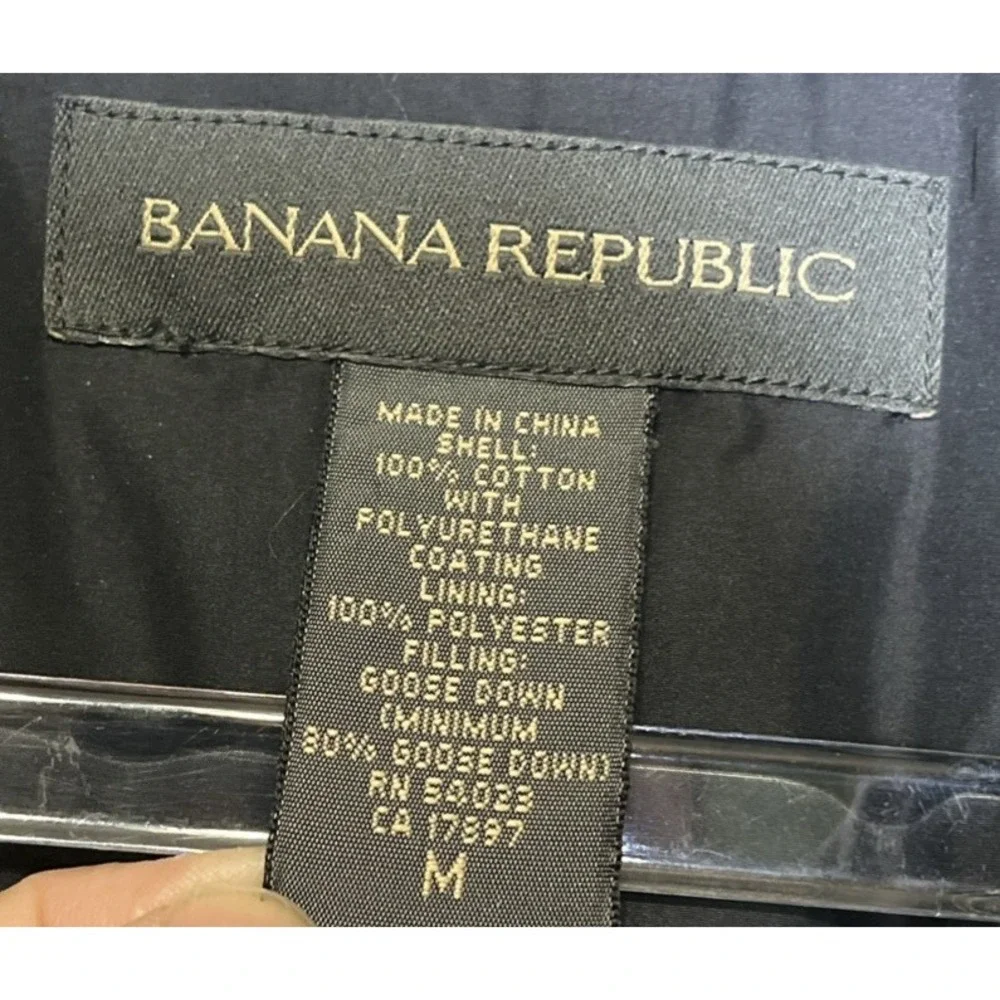 Banana Republic Black Vest Mens Size Medium Cotton‎ Goose Down Quilted Lined